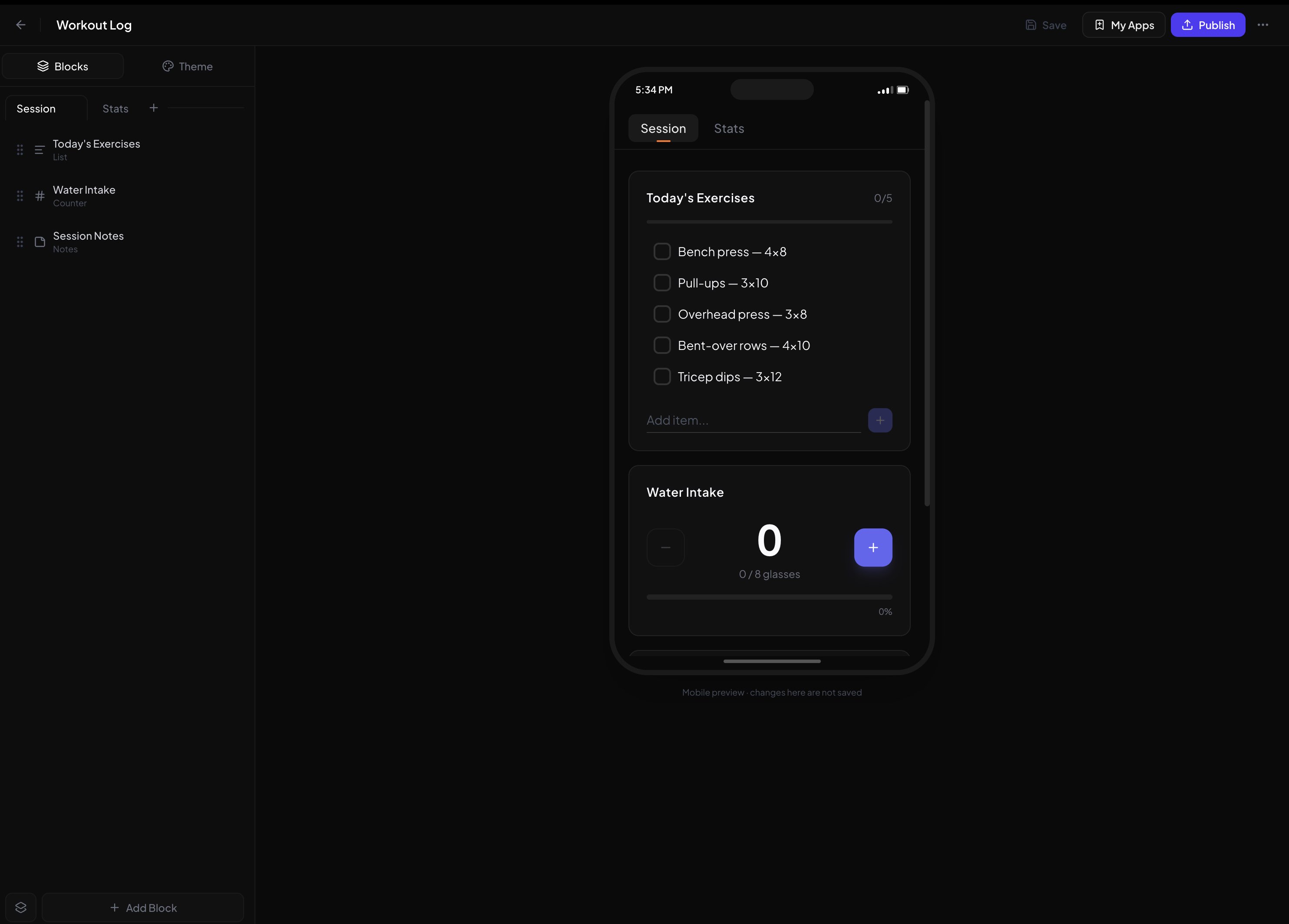 App creation preview